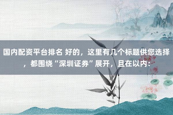 國(guó)內(nèi)配資平臺(tái)排名 好的，這里有幾個(gè)標(biāo)題供您選擇，都圍繞“深圳證券”展開(kāi)，且在以內(nèi)：