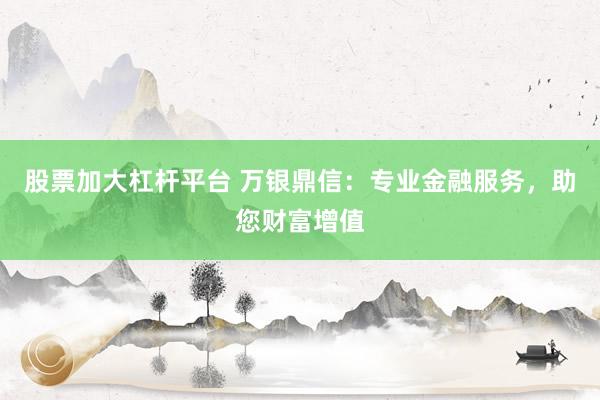 股票加大杠桿平臺 萬銀鼎信：專業(yè)金融服務，助您財富增值