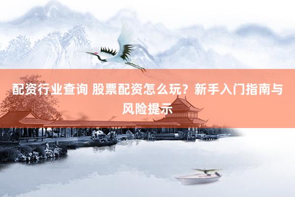 配資行業(yè)查詢 股票配資怎么玩？新手入門指南與風(fēng)險(xiǎn)提示