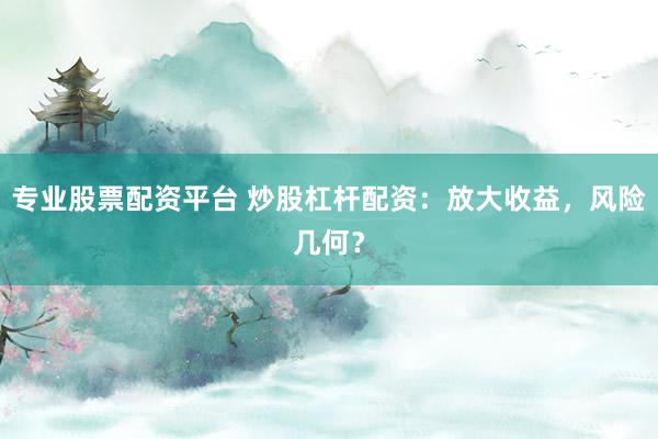 專業(yè)股票配資平臺 炒股杠桿配資：放大收益，風(fēng)險(xiǎn)幾何？