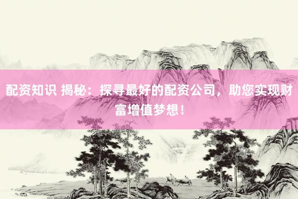 配資知識 揭秘：探尋最好的配資公司，助您實(shí)現(xiàn)財(cái)富增值夢想！