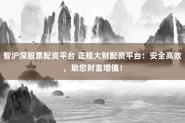 智滬深股票配資平臺(tái) 正規(guī)大財(cái)配資平臺(tái)：安全高效，助您財(cái)富增值！