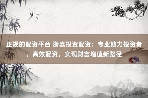 正規(guī)的配資平臺(tái) 浙嘉投資配資：專業(yè)助力投資者，高效配資，實(shí)現(xiàn)財(cái)富增值新路徑