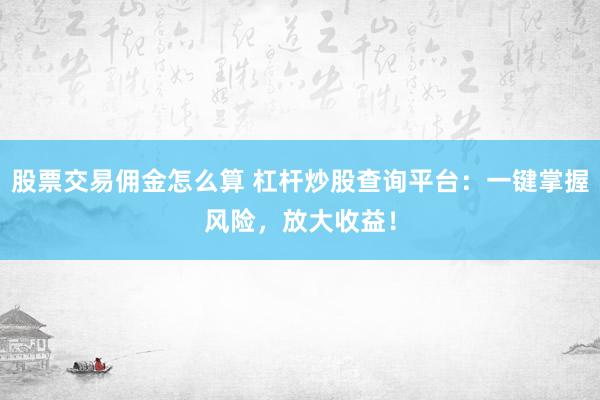 股票交易傭金怎么算 杠桿炒股查詢平臺(tái)：一鍵掌握風(fēng)險(xiǎn)，放大收益！