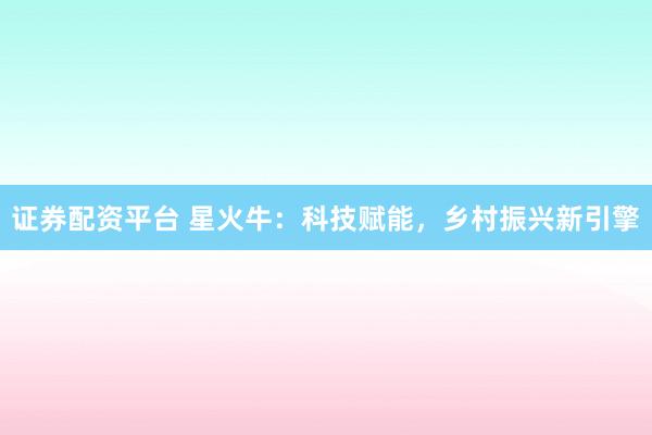 證券配資平臺(tái) 星火牛：科技賦能，鄉(xiāng)村振興新引擎